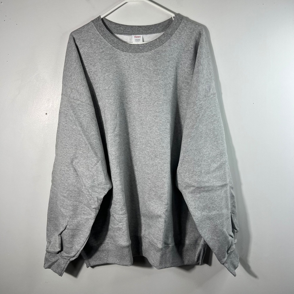 Hanes‎ Ultimate Cotton Sweatshirt 2XL Light Steel NIP Cotton Polyester Mens
